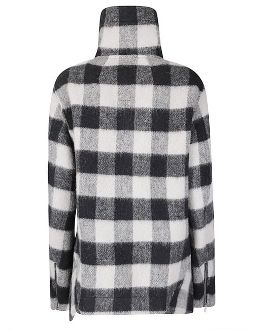 Rick Owens Gray Asymmetric Short Wool Jacket With High Collar