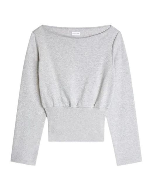 Dries Van Noten White Boat-Neck Long-Sleeved Top