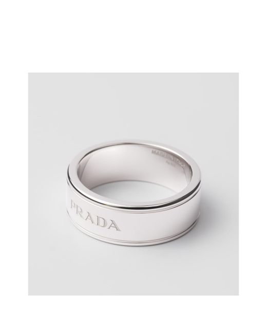 Prada White Logo Jewels Ring for men