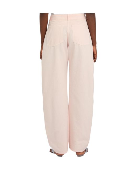 Alaïa Pink Solid Color Barrel-Leg Jeans