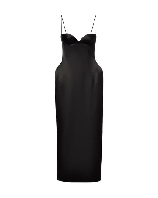 Magda Butrym Black Silk Midi Dress