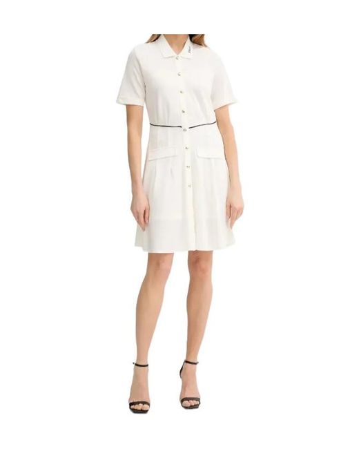 Liu Jo White Collar-Detail Button-Up Mini Dress