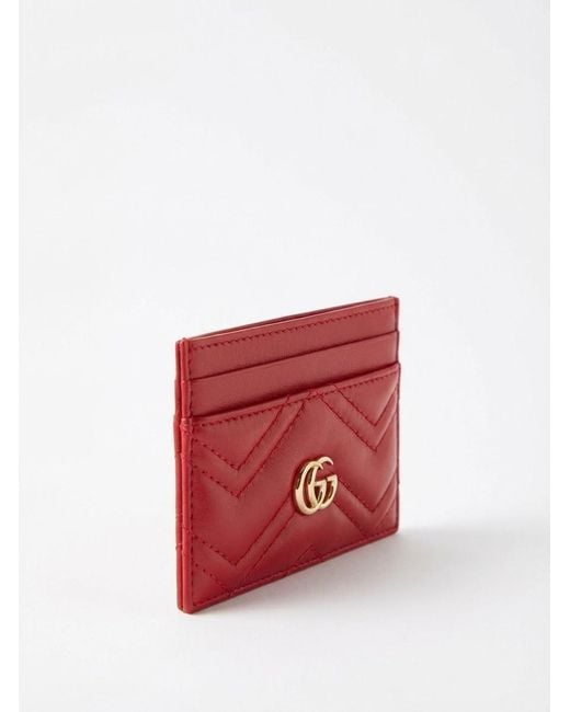 Gucci Red Gg Marmont Card Case
