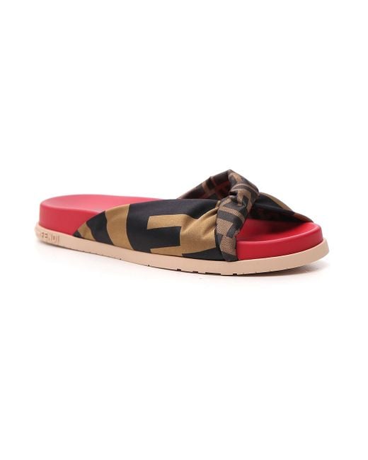 Fendi Red Cross Slippers