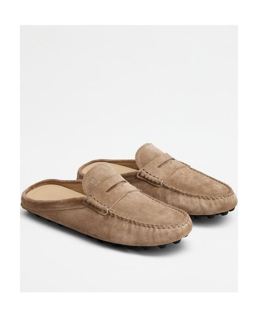 Tod's Brown Gommino Bubble Suede Mules for men