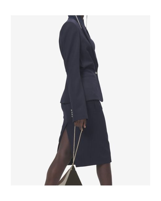 McQueen Blue Wool Sculptural Blazer