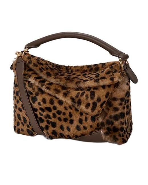 Loewe Brown Leopard Printed Small Puzzle Edge Tote Bag