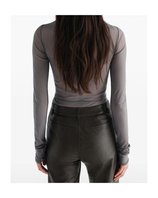 Lemaire Gray Ballet-Style Mesh Knit Wrap Top