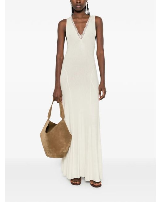 Nanushka White Lace Detail Tank Maxi Dress