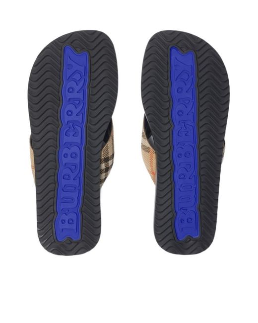 Burberry Brown Checked Pavilion Slip-On Slides for men