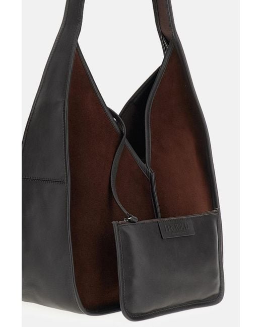 Hereu Brown Knot-Detailed Hobo Shoulder Bag