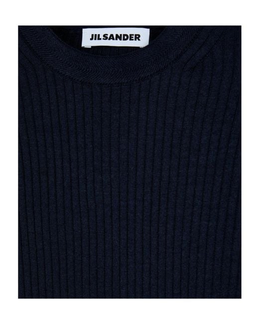 Jil Sander Blue Long-Sleeved Knitted Sweater