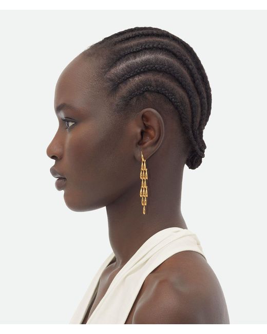 Bottega Veneta Metallic Sardine Shaped Earrings