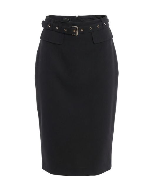 Pinko Black Gazania Belted Front-Slit Midi Skirt