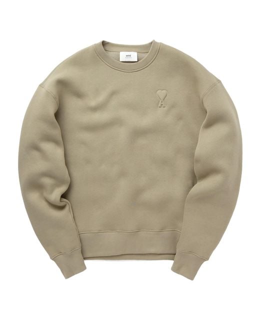 AMI Natural Ami De Coeur Logo Embossed Crewneck Sweatshirt for men