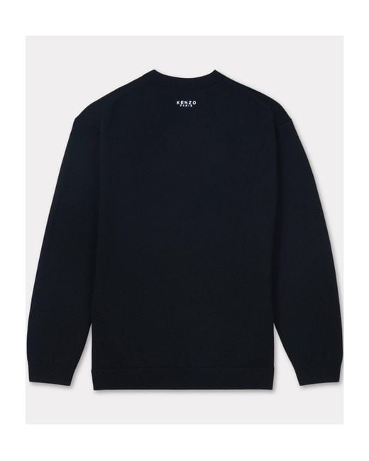 KENZO Blue Lucky Tiger Embroidered Knit Jumper for men