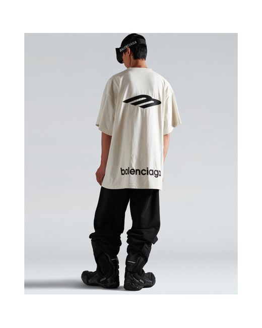 Balenciaga White 3B Sports Icon Oversized T-Shirt for men