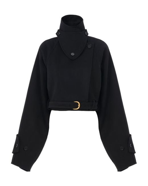 Chloé Black Chloé Double-Face Cropped Coat