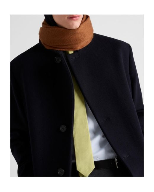 Prada Black Single-Breasted Wool Blend Coat for men