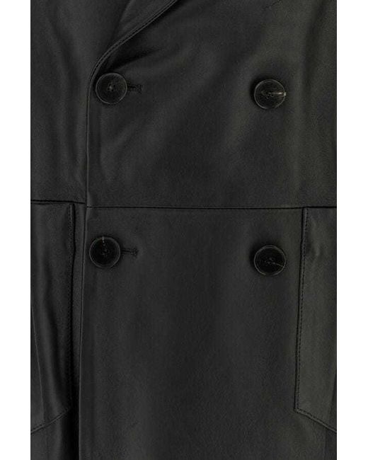 Setchu Black Long-Sleeved Leather Jacket for men