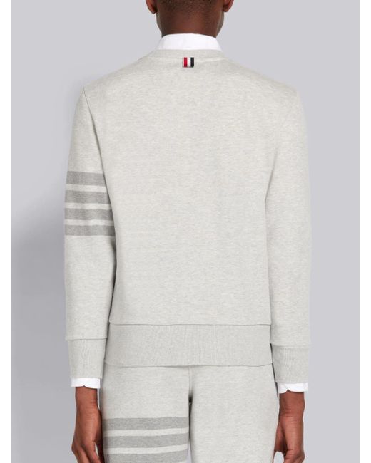 Thom Browne White Bar Crewneck Sweatshirt for men
