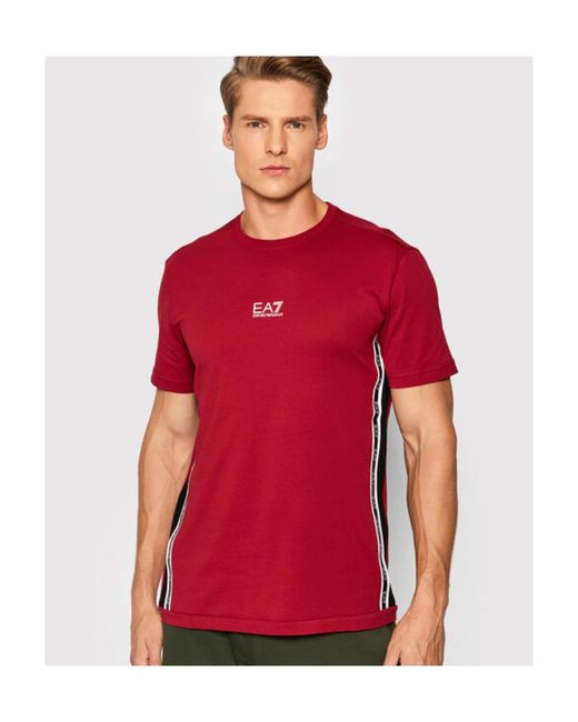Emporio Armani Red Logo-Print Cotton T-Shirt for men