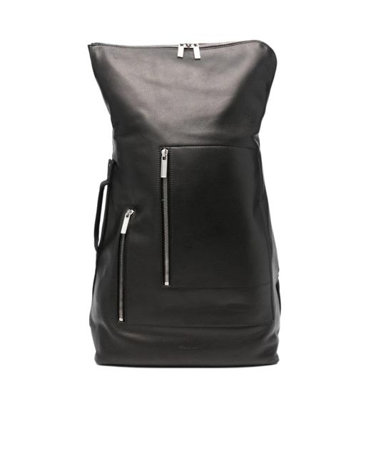 Rick Owens Black Cargo Zip-Fastening Leather Backpack for men