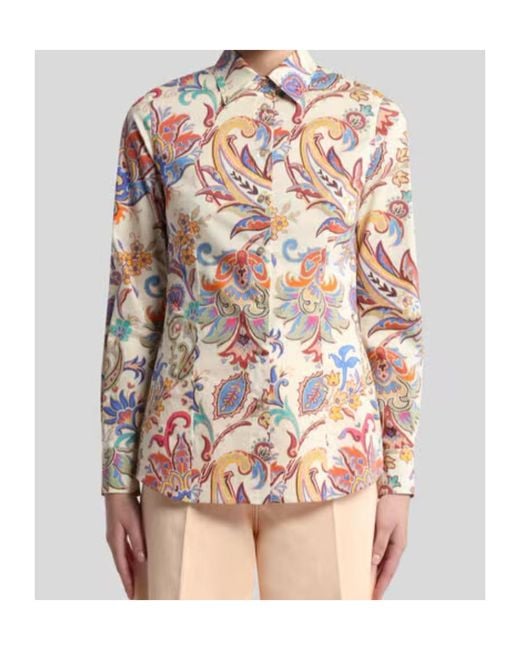 Etro White Printed Poplin Shirt