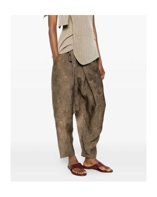 Uma Wang Green Lace-Up Casual Pants