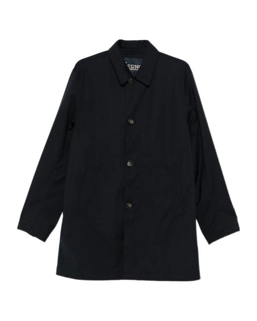 Herno Blue Single-Breasted Trench Coat for men