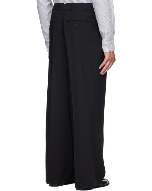 AMI Black Low Waist Wide Trousers for men