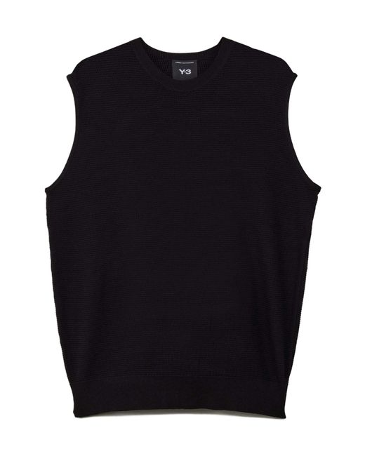 Y-3 Black Graphic Knitted Vest for men
