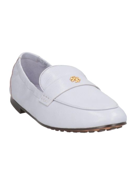 Tory Burch White Plain Colour Loafers