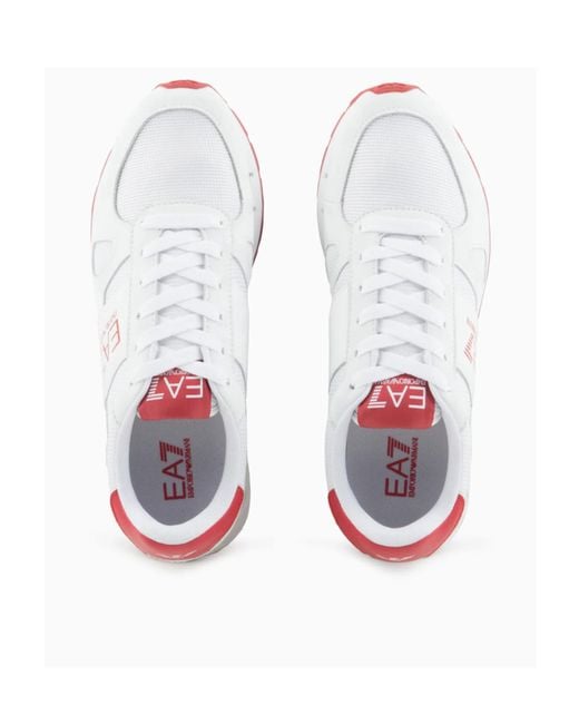 EA7 White Round Toe Sneakers for men