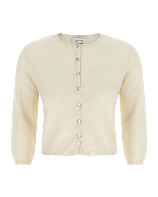 Be You White 3080 Crew Neck Cardigan