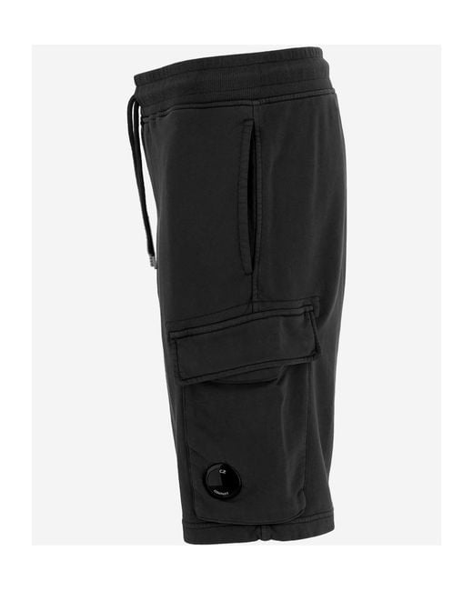 C P Company Black Drawstring Cargo Track Shorts for men