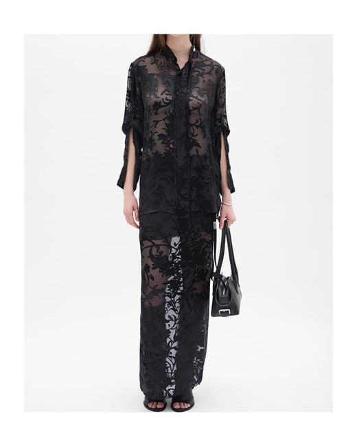 Ann Demeulemeester Black Dien Neck-Tie Floral Shirt