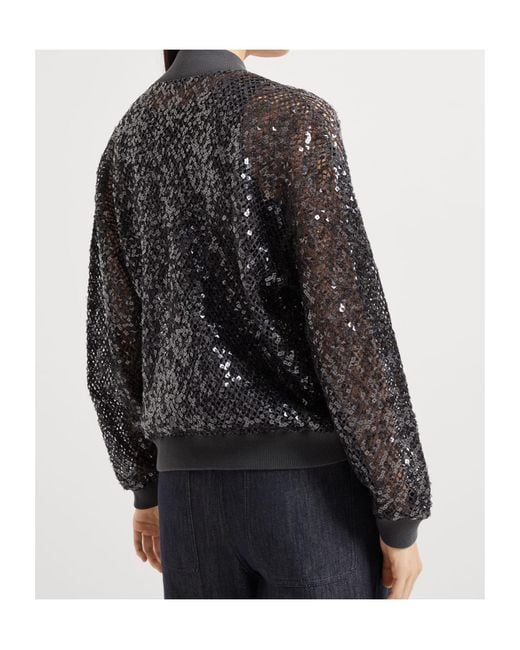 Brunello Cucinelli Gray Sequinned Zipped Jacket