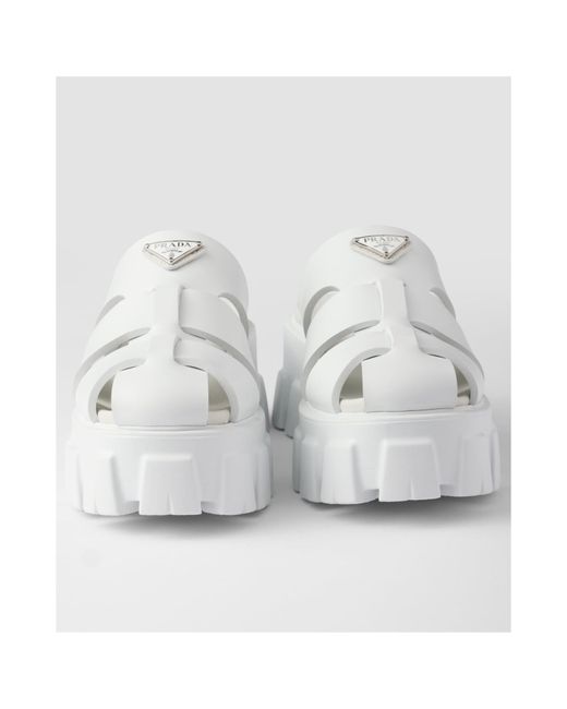 Prada White Monolith Rubber Mules