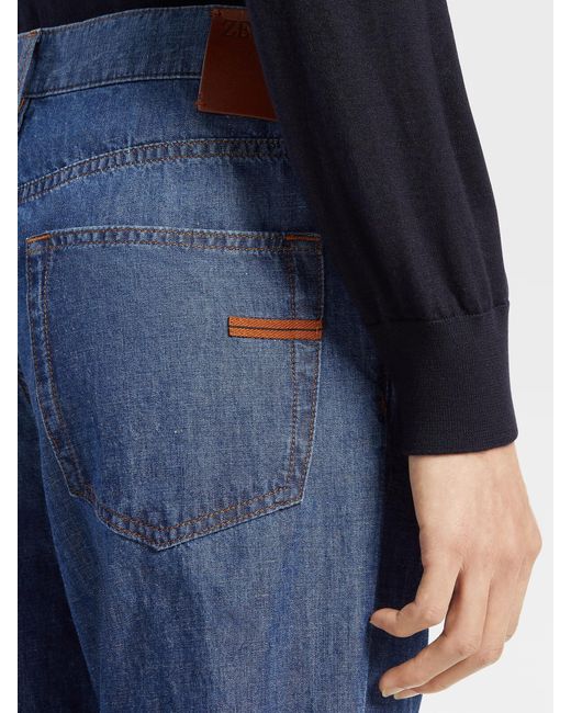 Zegna Blue Washed Roccia Jeans for men