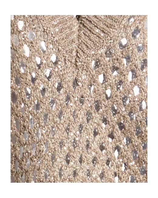 Brunello Cucinelli Natural Solidcolor Vneck Sleeveless Knit Sweater