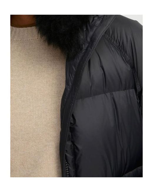 Yves Salomon Black Lambshearling-Hooded Down Jacket