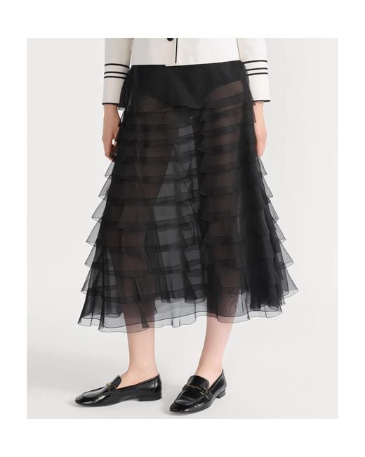 Dior Black Mid-Length Ruffled Skirt