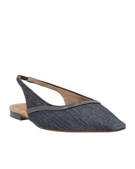 Brunello Cucinelli Blue Denimpaneled Ballet Flats