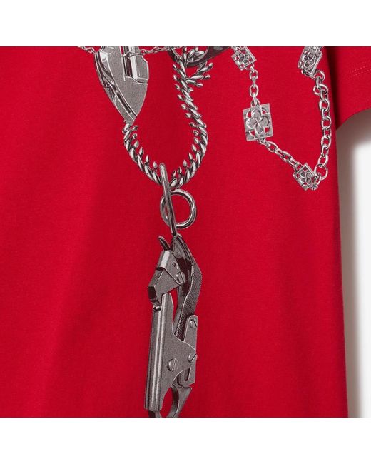 Burberry Red Knight Hardware Cotton T-Shirt