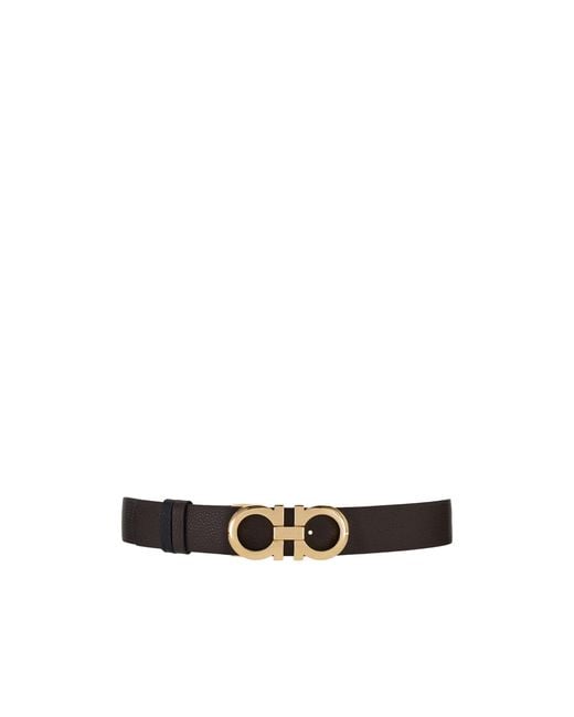 Ferragamo White Gancini-Buckle Leather Belt