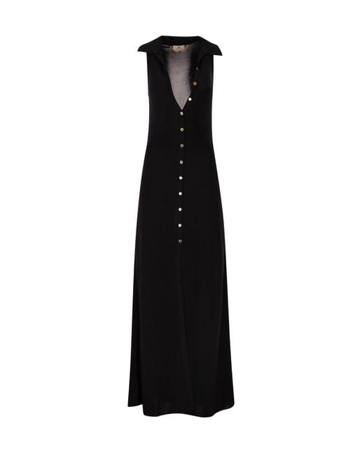 Elisabetta Franchi Black Embellished Knit Dress