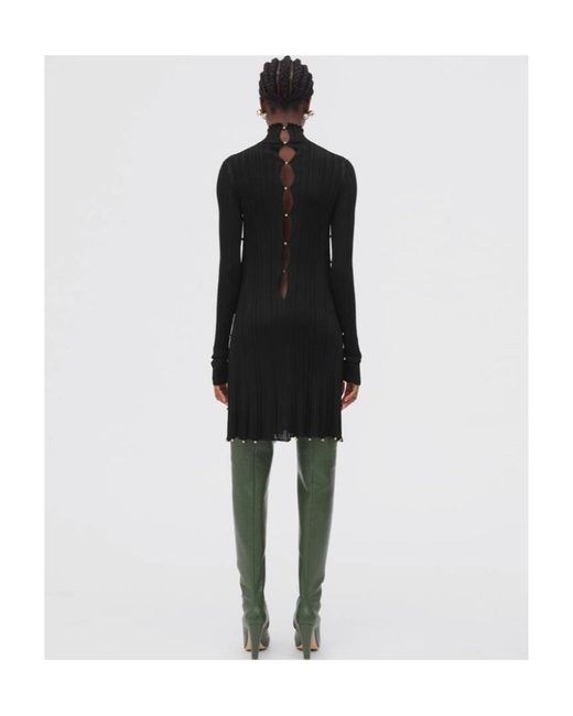 Bottega Veneta Black Long Sleeved Pleated Dress