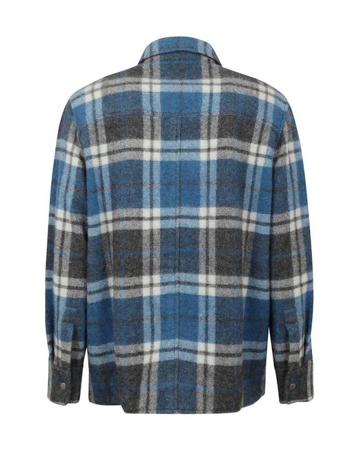 Alanui Blue Checkered Button-Up Shirt for men