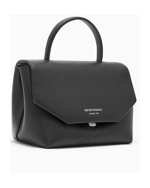 Emporio Armani Black Mini 1981 Leather Tote Bag